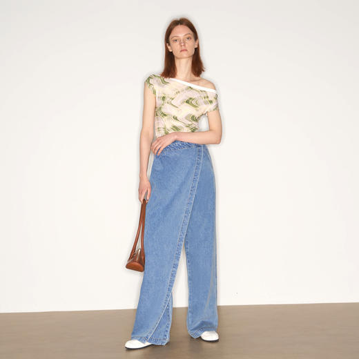 lost in echo2025秋冬新款独特宽松活片柔软凉爽直筒及地牛仔裤女 商品图3