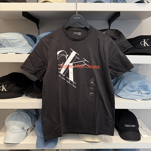 Calvin Klein jeans/CK 男士纯棉圆领字母LOGO印花透气短袖T恤 商品图1