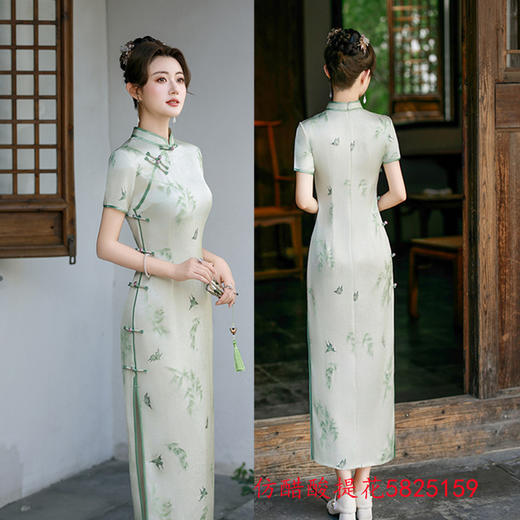 GX老上海复古国风长款旗袍2025夏季新款素雅中式港风旗袍 商品图1