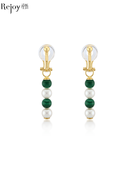 【天猫同款】耳扣款-18k金孔雀石akoya珍珠耳夹5-5.5mm