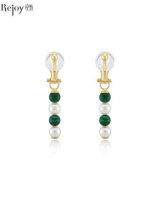 【天猫同款】耳扣款-18k金孔雀石akoya珍珠耳夹5-5.5mm 商品图0