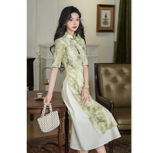 GX改良民族风长款奥黛旗袍裙2025夏新款日常可穿宽松遮肉旗袍 商品图2