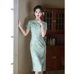 GX绿色旗袍改良2025新款气质年轻款少女民国风连衣裙新中式日常夏季