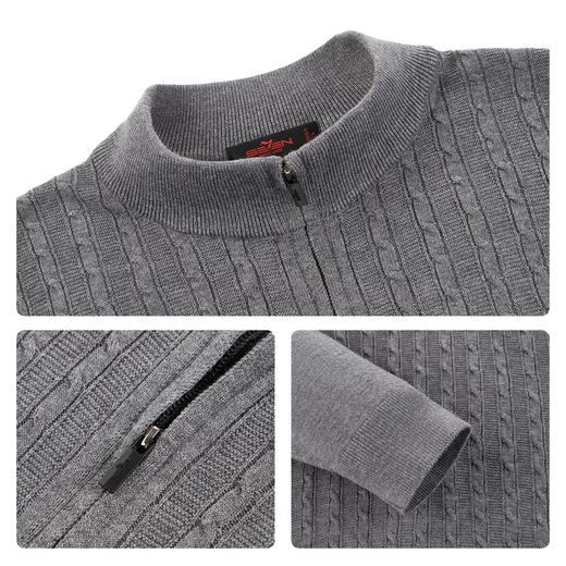 【含羊毛/可机洗/抗静电】柒牌男装秋季新品半开衫立领套头薄毛衫129Y70560 商品图3