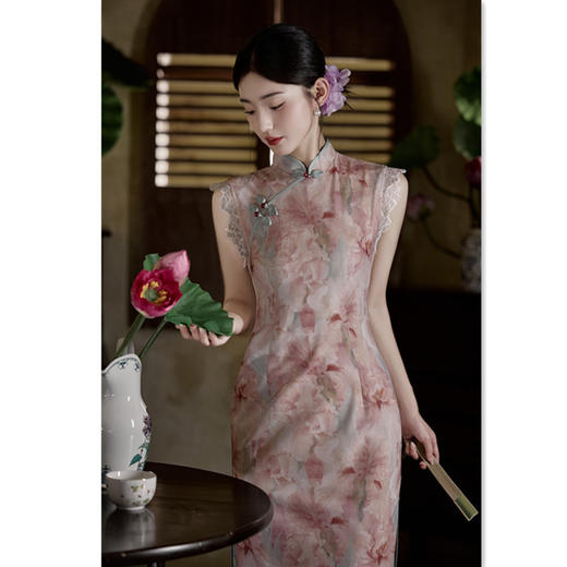 GX时尚改良年轻少女款中长款无袖旗袍2025夏新款新中式日常可穿旗袍 商品图2