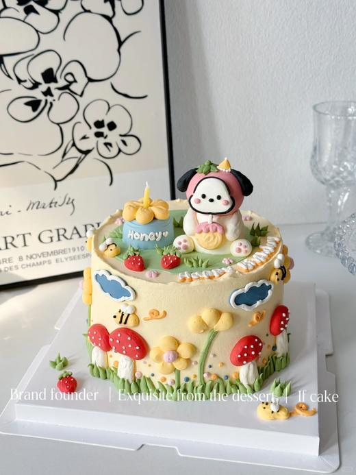 帕恰狗的小花园卡通动物手绘蛋糕-低糖处理无添加 商品图0