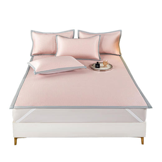 【多样屋专柜】多样屋夏季冰爽豆感席三件套可水凉席冰丝凉席-粉色/150*200cm 商品图5