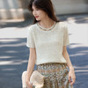 【08/06新品】熙世界波西米亚风镂空针织衫女短袖夏季钉珠织带圆领休闲独特上衣 商品缩略图4