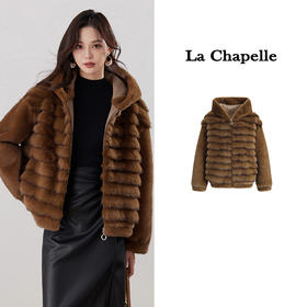 会员福利【皮毛一体官网原699】拉夏贝尔/La Chapelle连帽外套2025年新款冬季加厚连帽外套