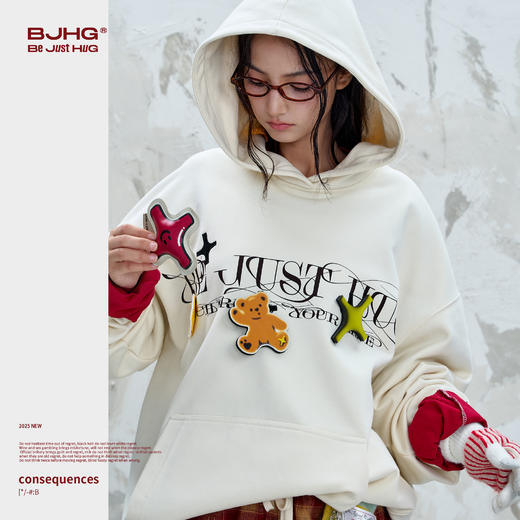 BJHG不计后果贴贴连帽卫衣男款秋季美式潮牌宽松暖皮恒温情侣上衣 商品图2