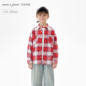马克珍妮男童复古格纹纯棉百搭衬衫2025年秋装新款551700
