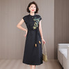 中年妈妈刺绣连衣裙女夏旗袍新中式 商品缩略图3