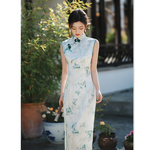 GX时尚改良年轻少女款长款无袖旗袍2025夏季新款日常可穿修身旗袍裙 商品图2