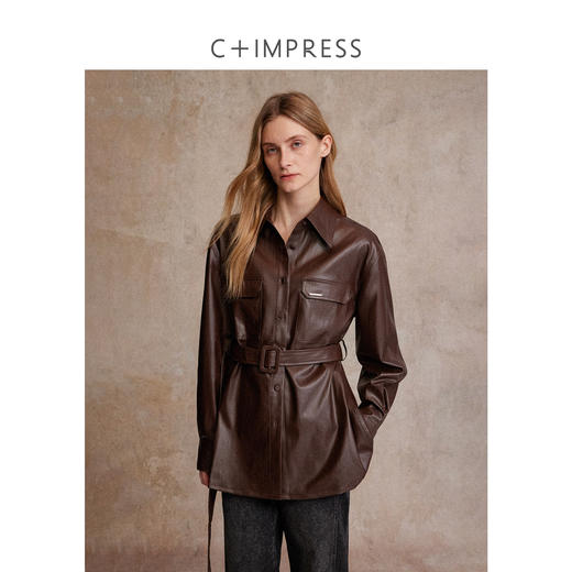 老钱风衬衫领涂层仿皮衬衫WT2503053 商品图0