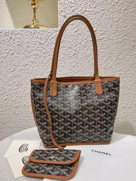 戈雅 mini 黑色拼棕色 老花 托特包