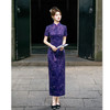 GX复古中国风流光缎扎染长款短袖旗袍2025夏新款大码旗袍 商品缩略图2