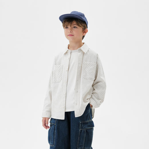 马克珍妮男童复古格纹纯棉百搭衬衫2025年秋装新款551700 商品图1