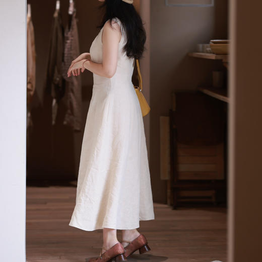 自制亚麻收腰连衣裙 商品图5