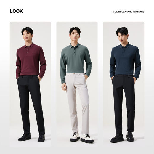 【远红外发热/不变形领】柒牌长袖Polo衫男秋季抗菌防螨翻领T恤129T70480 商品图2