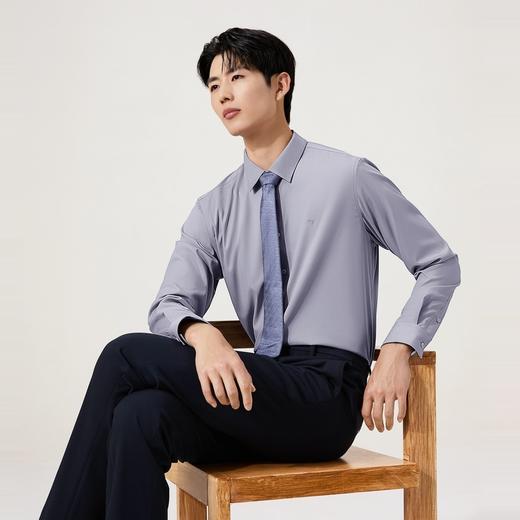 【莫代尔提花衬衫】柒牌长袖衬衫男秋季新款商务质感通勤翻领衬衣129A70650 商品图1