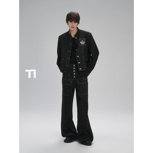 启世录TIWILLTANG“暗夜绅爵”先锋错位立领徽章刺绣夹克长裤套装 商品图4