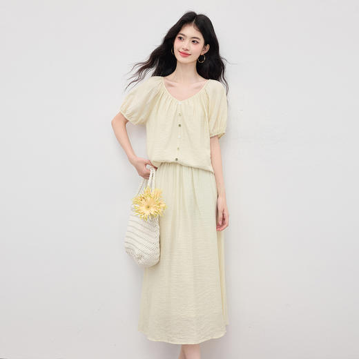 【专属特价】熙世界亚麻套装女2025新款夏季通勤休闲轻盈短袖衬衫半身裙两件套 商品图4