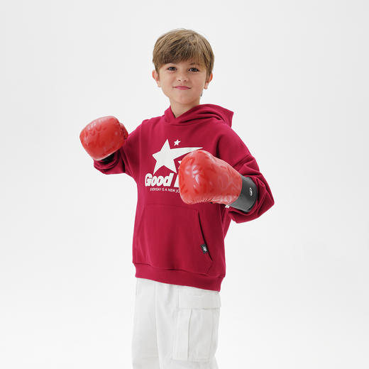 马克珍妮男童美式复古连帽卫衣2025年秋装新款551163 商品图1