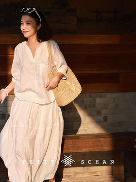 PETIT SCHAN小闪 CLO#877 The blooming is on schedule 花事正如期 纯亚麻手绣薰衣草小衫