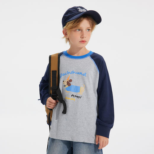 【鬼马童趣风·腊肠狗T】植木童装2025秋季新款男女童圆领长袖T恤 商品图4