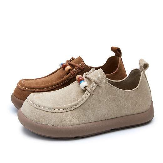 西遇全包勃肯鞋女新款秋季超火串珠复古袋鼠鞋系带豆豆单鞋K1656920 商品图4