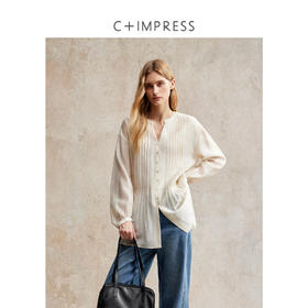 醋酸亚麻重工打条天丝宽松显瘦上衣CS2503003
