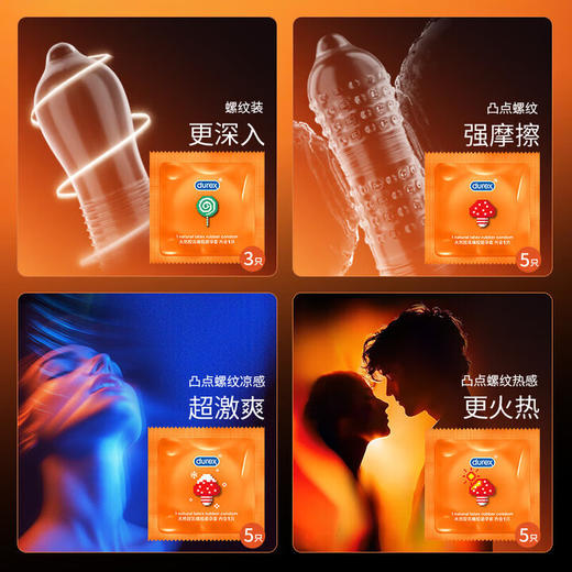 杜蕾斯 避孕套 安全套 魔法情趣18只(凸点螺纹5+凸点螺纹热感5+凉感5+螺纹装3)大颗粒 计生 durex 商品图1