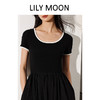 LILYMOON【天丝 方领小黑裙】极简小黑裙法式气质优雅羊毛撞色领纯色 商品缩略图1