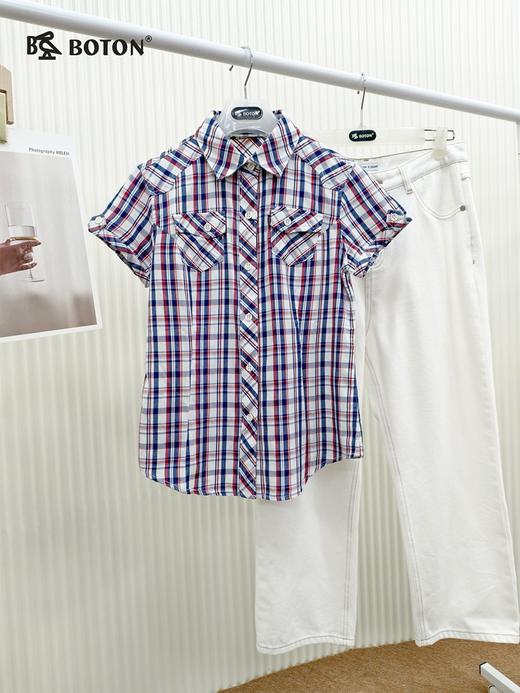 【第2件半价！尾货清仓不退换】波顿女士牛仔短袖衬衫LS392 商品图3