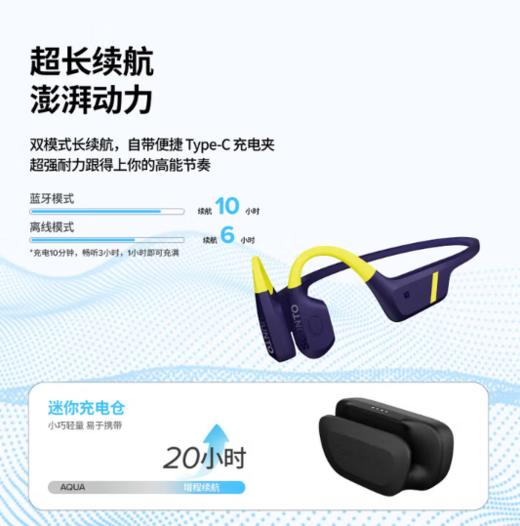 SUUNTO颂拓Aqua 【智能算法】专业运动游泳训练骨传导蓝牙耳机跑步骑行无线挂脖颈挂耳夹开放式耳机 深海蓝【智能游泳】-推荐 商品图4