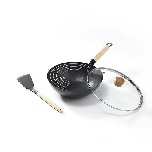 日本绣渤意神田小铁神·轻量窒化小铁锅铁神系列三代纤维纹中式炒锅26cm(含锅盖)99.5%高纯度精铁锻造离子渗氮不易生锈0涂层不易粘颠锅翻炒不怕摔基地直邮 商品图8