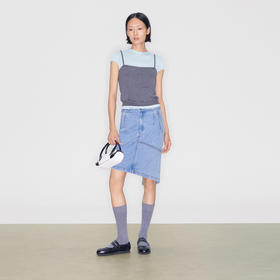 lost in echo2025秋冬新款精致修身显瘦空气感羊毛针织短袖T恤女