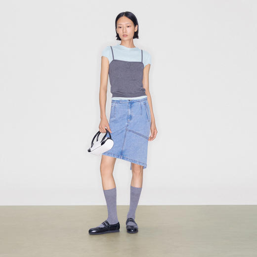 lost in echo2025秋冬新款精致修身显瘦空气感羊毛针织短袖T恤女 商品图0