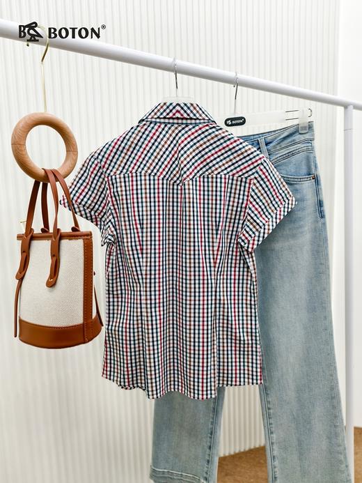 【第2件半价！尾货清仓不退换】波顿女士休闲短袖格仔衬衫LS378 商品图1