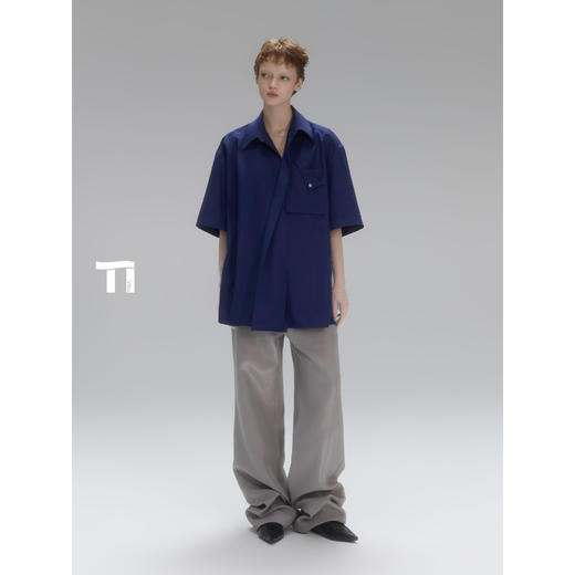 启世录TIWILLTANG“峻陵隐渊”5.0品牌明星同款立体门襟短袖衬衫 商品图0