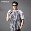 PINLI品立2025夏季新款男士圆领拼接撞色个性涂鸦印花短袖T恤上衣GD252111389 商品缩略图4