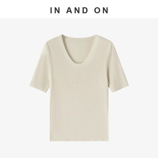 55305  IN AND ON 夏日滤镜 100%莱赛尔U领短袖针织上衣  商品图1
