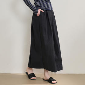 【限时秒杀】西遇文艺风肌理棉立体捏褶花苞半身裙女秋季遮肉显瘦中长裙V2551114