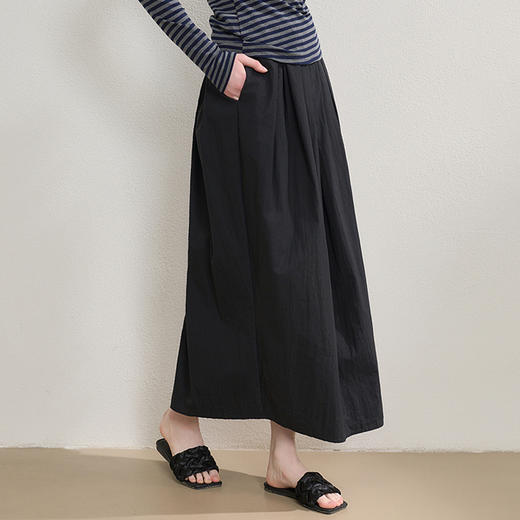 【限时秒杀】西遇文艺风肌理棉立体捏褶花苞半身裙女秋季遮肉显瘦中长裙V2551114 商品图0