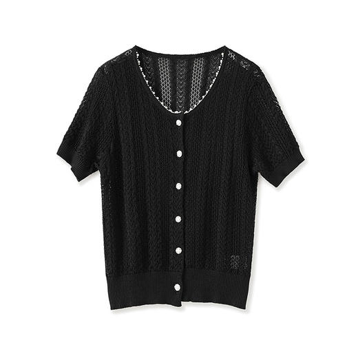 「高货wl」全新升级【铂金会员201/天猫269/差价68】(54859)洛诗琳钉珠天丝镂空钩花开衫2025夏季时尚轻盈短袖上衣女 商品图4