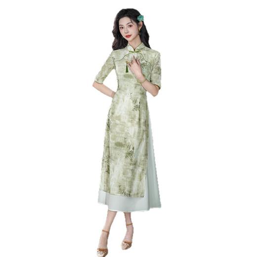 GX改良民族风长款奥黛旗袍裙2025夏新款日常可穿宽松遮肉旗袍 商品图4