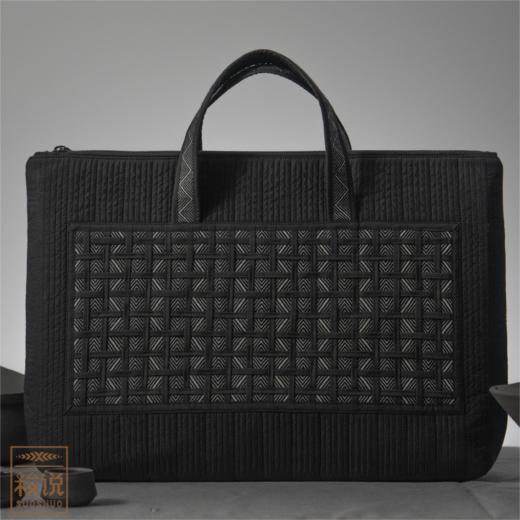 【梭说】时光系列包袋 手工侗锦水波纹 电脑公文包 手提包 链条包 轻便耐用 商品图2