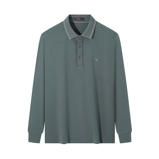 【远红外发热/不变形领】柒牌长袖Polo衫男秋季抗菌防螨翻领T恤129T70480 商品图4