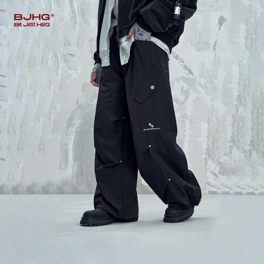 BJHG不计后果白色工装休闲裤子男款秋季户外运动设计感伞兵阔腿裤 商品图1