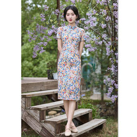 GX复古中国风冰丝麻短袖旗袍2025夏季新款改良中式小个子旗袍